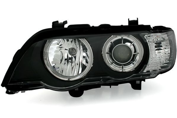 Φανάρια εμπρός angel eyes για BMW X5 με εργοστασιακά xenon (1999-2003) – μαύρα , χωρίς λάμπες (Η7) – σετ 2τμχ.