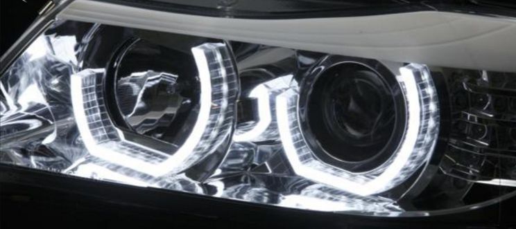 Φανάρια εμπρός 3D angel eyes για BMW X5 (1999-2003) – μαύρα , χωρίς λάμπες (Η7) – σετ 2τμχ.