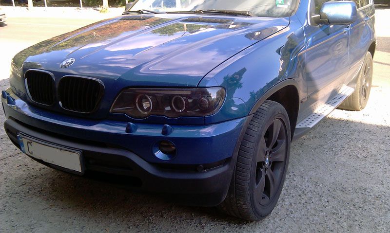 Φανάρια εμπρός angel eyes για BMW X5 (1999-2003) – black , με λάμπες (Η1) – σετ 2τμχ.
