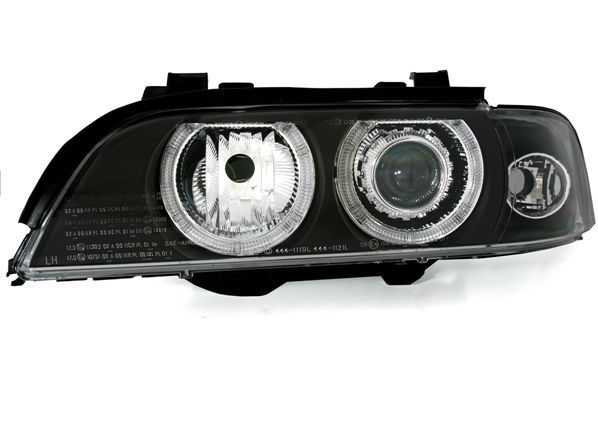 Φανάρια εμπρός angel eyes για BMW E39 (1995-2000) – μαύρα , χωρίς λάμπες (Η7/D2S) – σετ 2τμχ.